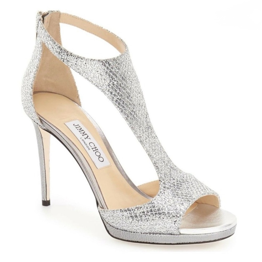 JIMMY CHOO Lana Silver Sandal Size 39